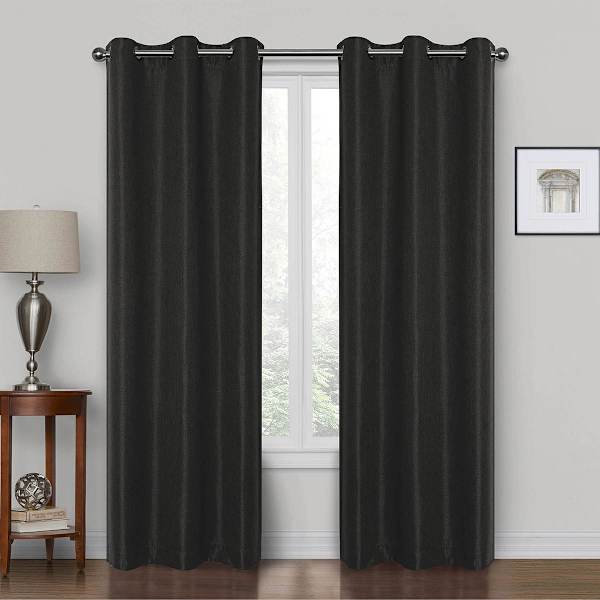 Rockwell Black Rod Pocket Blackout Curtain Panel, 84"