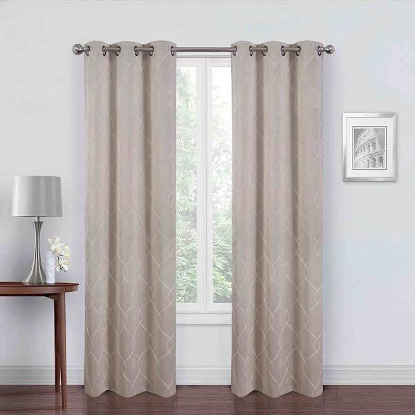 2-Pack Riley Ivory & White Embroidered Blackout Curtain Panels, 84"