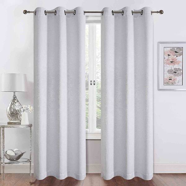 Barnes White Textured Grommet Curtain Panel, 84"