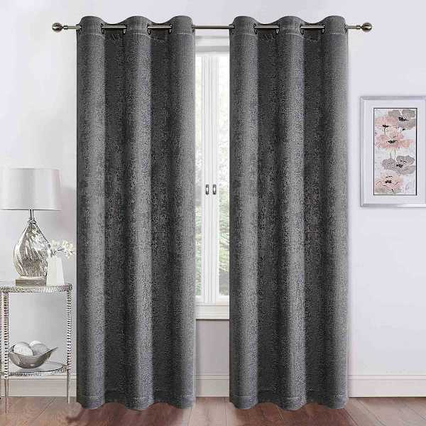 Barnes Grey Textured Grommet Curtain Panel, 84"