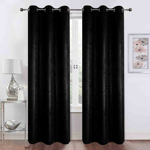 Barnes Black Textured Grommet Curtain Panel, 84"