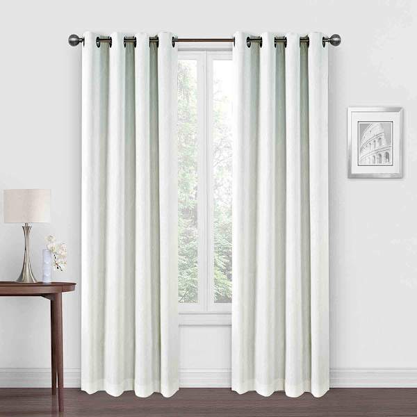 Brooks White & Silver Grommet Blackout Curtain Panel, 95"