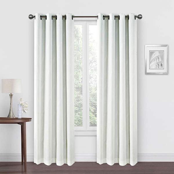 Brooks White & Silver Grommet Blackout Curtain Panel, 84"