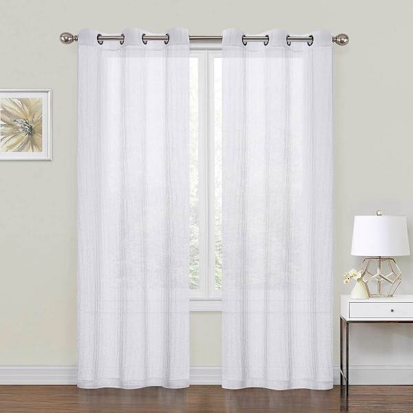 2-Pack White Crushed Sheer Grommet Curtain Panels, 84"