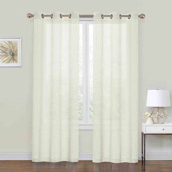 2-Pack Ivory Crushed Sheer Grommet Curtain Panels, 84"