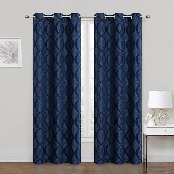 Navy Blue Blackout Grommet Curtain Panel, 84"