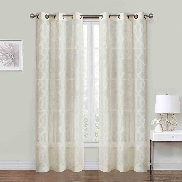 Providence Zoey Natural Clipped Sheer Curtain Panel, 84"