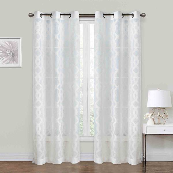 Providence Zoey White Clipped Sheer Curtain Panel, 84"