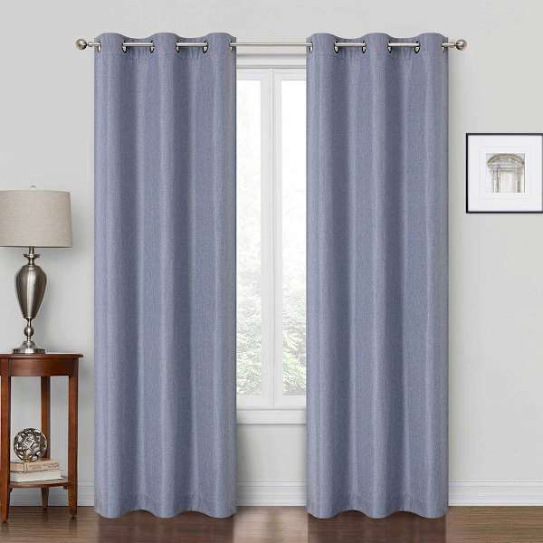 Rockwell Solid Blue Blackout Grommet Curtain Panel, 84"