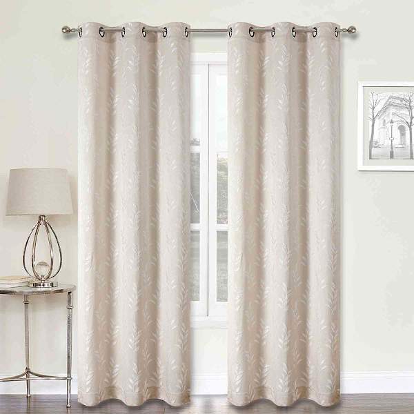 2-Pack Beige Light Filtering Grommet Curtain Panels, 84"