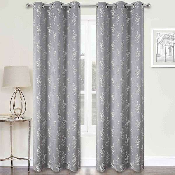2-Pack Aziel Grey Light Filtering Grommet Curtain Panel Set, 84"
