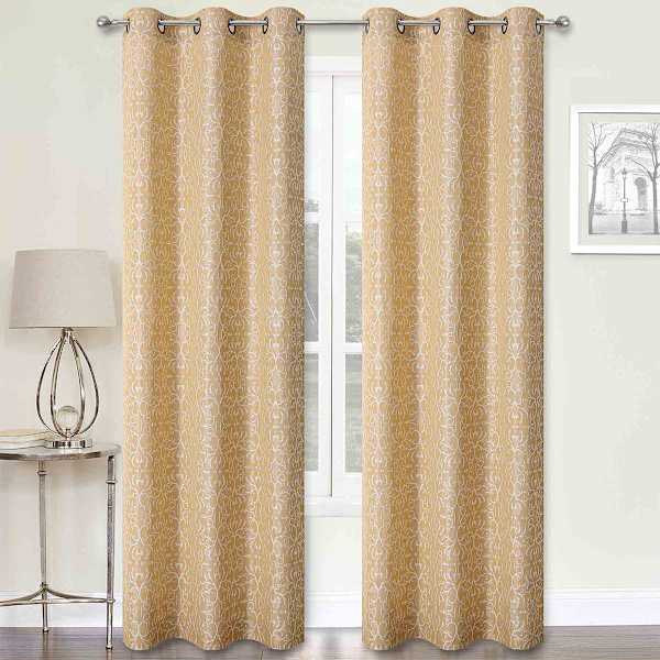 2-Pack Koa Gold Light Filtering Grommet Curtain Panel Set, 84"