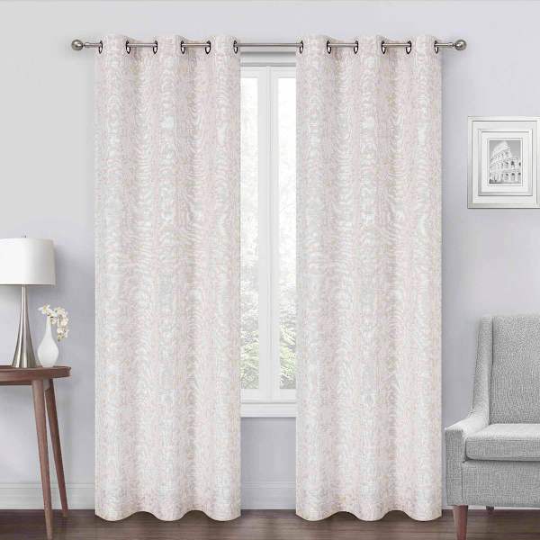 Natural Leaf Jacquard Light Filtering Grommet Curtain Panel, 84"