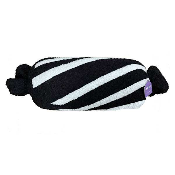 Black & White Wrapped Candy Shaped Throw Pillow, 13"
