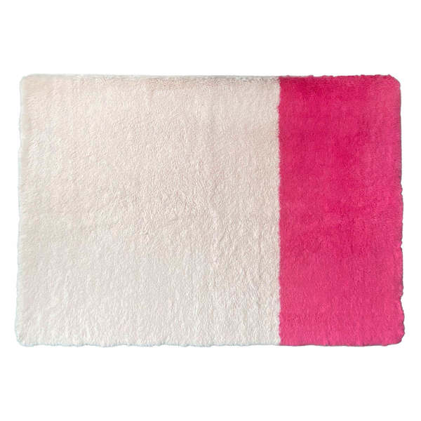 (D616) Oh Joy! Pink Colorblock Faux Fur Area Rug, 4x6