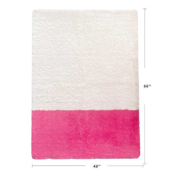 (D616) Oh Joy! Pink Colorblock Faux Fur Area Rug, 4x6