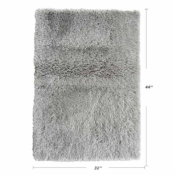 Grey Faux Fur with Lurex Accent Rug, 31x44