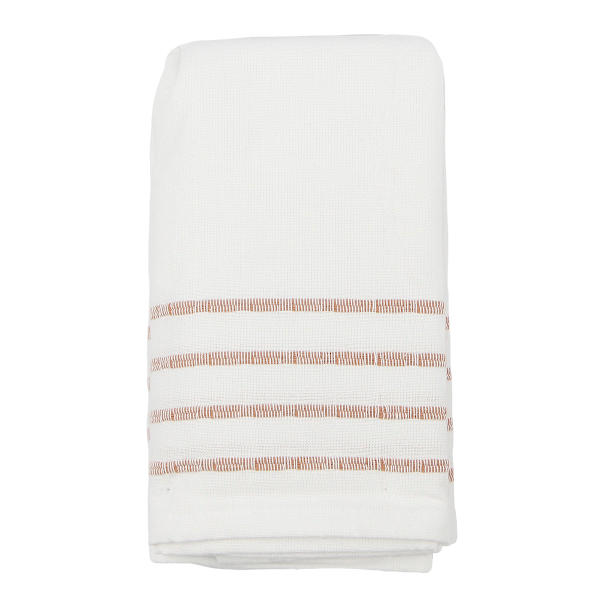Set of 4 Ivory Ribbed Napkins with Rose Insert Stripes, 18"