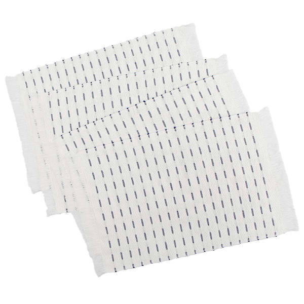 Set of 4 Ivory Reversible Rib Placemats with Navy Blue Stripes, 13x17