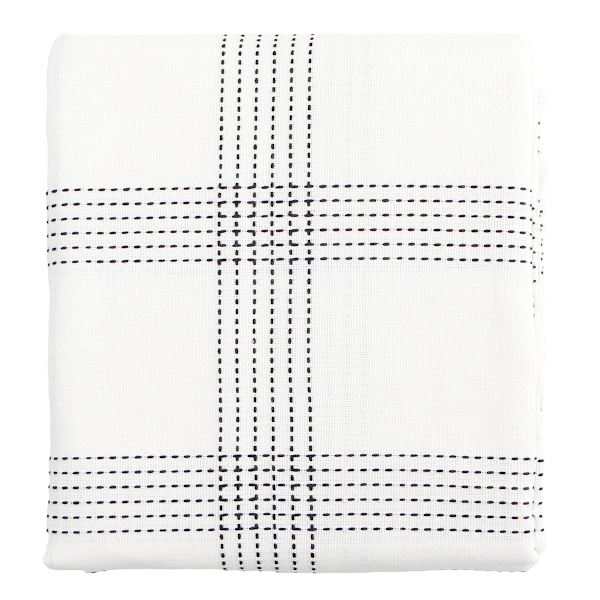 White Dobby with Black Windowpane Tablecloth, 60x104