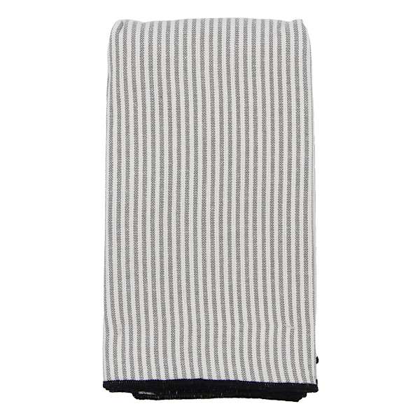 Set of 4 Black & White Striped Napkins with Black Overlock Edge, 18"