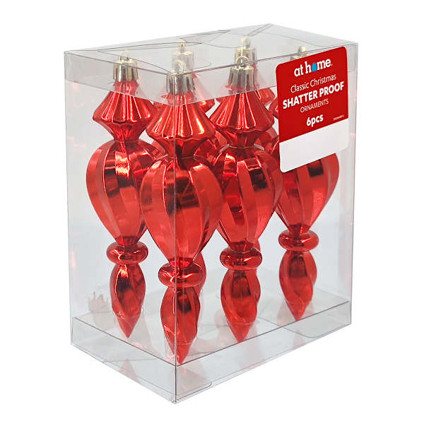 Classic Christmas 6-Count Red Finial Ornaments, 5.6"
