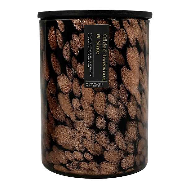 Gilded Teakwood & Slate Scented Confetti Glass Jar Candle, 17.6oz