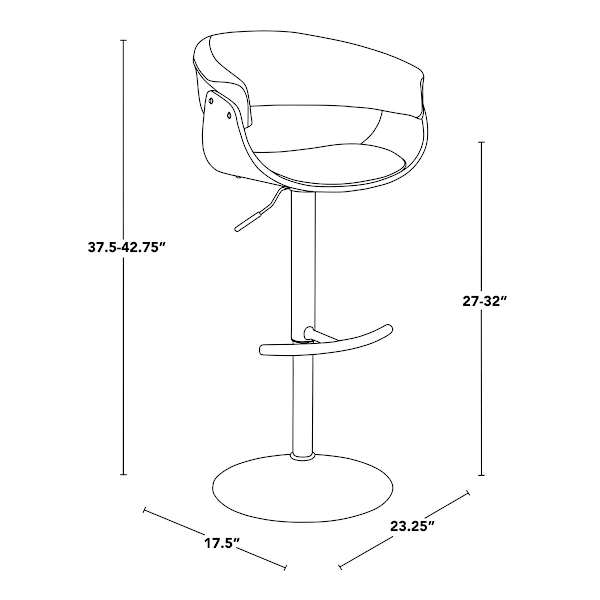 Crosby St. Vintage Mod Adjustable Barstool, Grey