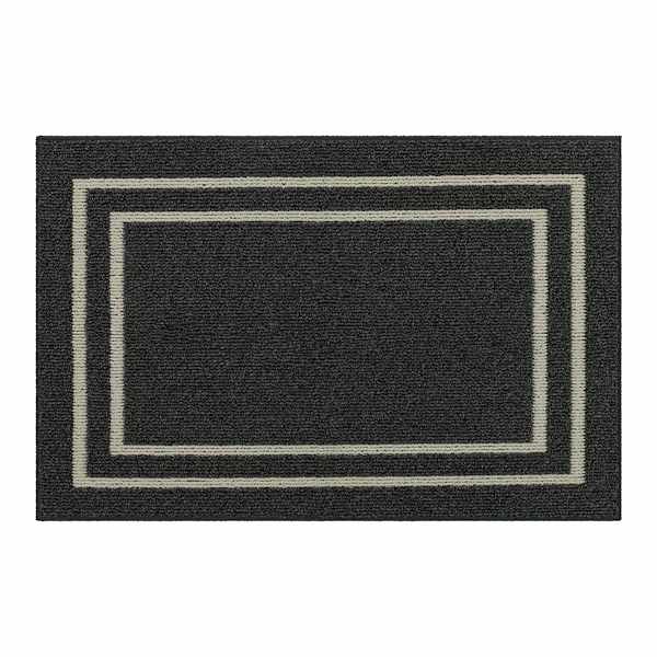 Charcoal Double Border Washable Tufted Accent Rug, 20x30