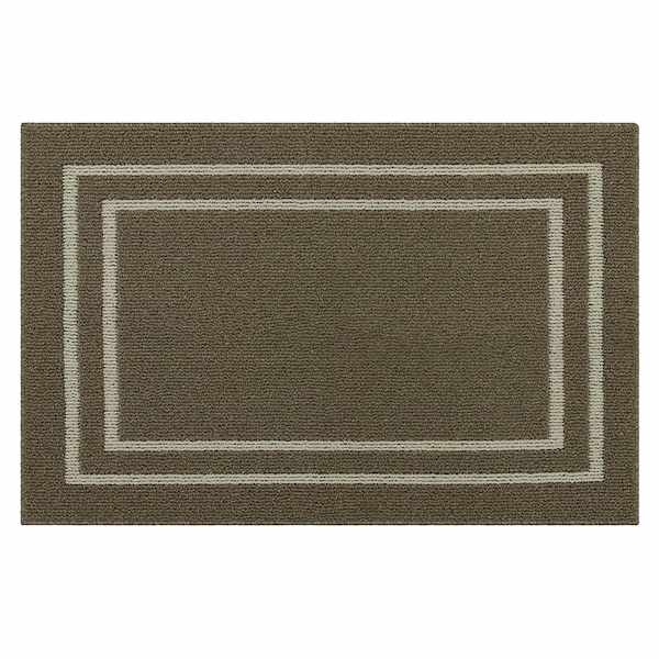 Beige Double Border Washable Tufted Accent Rug, 20x30