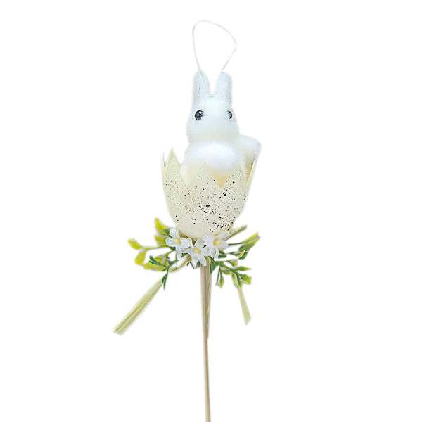 Homespun Easter White Bunny in Egg Pick, 12"