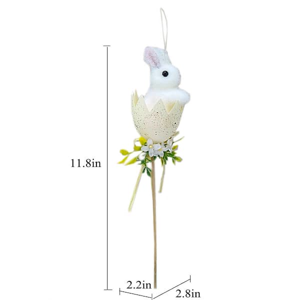 Homespun Easter White Bunny in Egg Pick, 12"