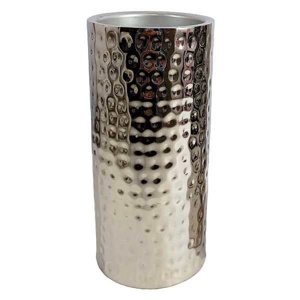 Found & Fable Silver Hammered Pillar Candle Holder, 8"