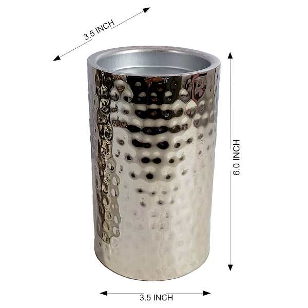 Found & Fable Silver Hammered Pillar Candle Holder, 6"