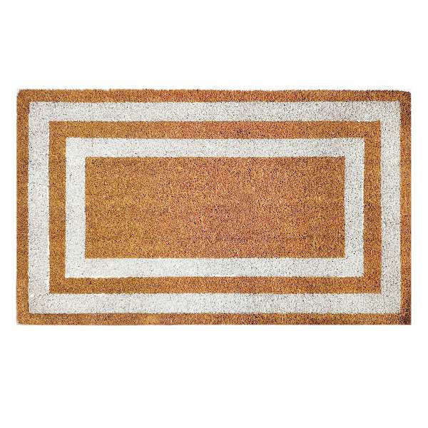 Providence White & Natural Double Border Coir Mat, 18x30