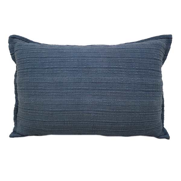 Honeybloom Blue Striped Slub Throw Pillow, 14x20