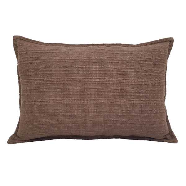 Honeybloom Brown Striped Slub Throw Pillow, 14x20