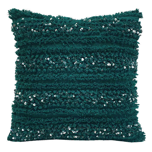 Found & Fable Green Tufted Throw Pillow with Sequins, 18"