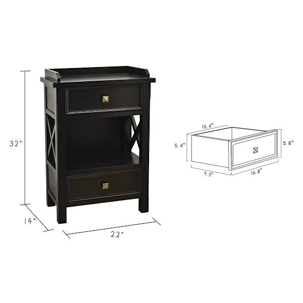 Jane X-Side Table with USB, Black