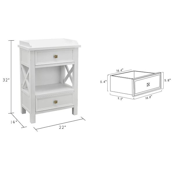 Jane X-Side Table with USB, White