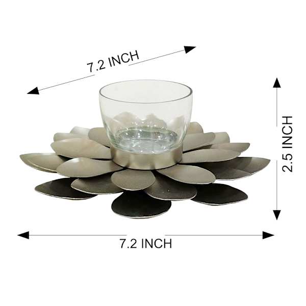 Silver Lotus Tealight Candle Holder, 7.5"