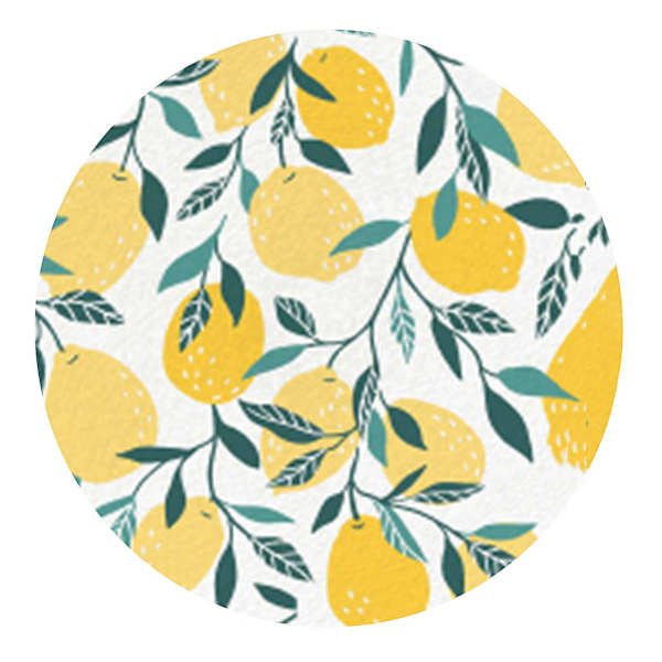 Yellow Lemon Print Braided Round Placemat, 15"