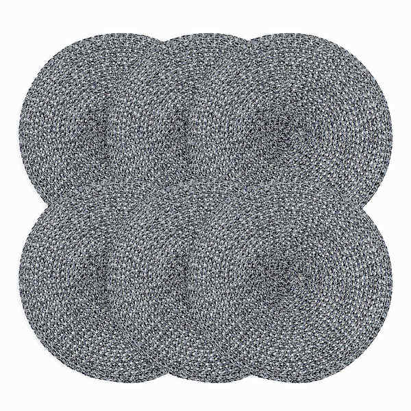Set of 6 Alula Black Round Placemats, 15"