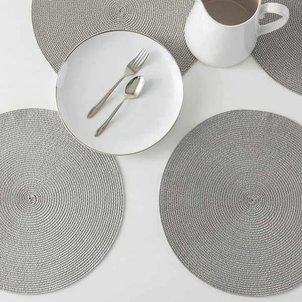 Pebble Silver Faux Leather Placemat (Set of 4)