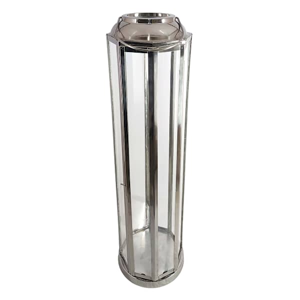 Silver Circle Base Oversized Lantern, 29"