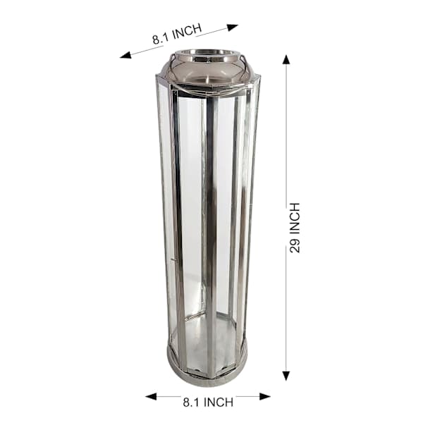 Silver Circle Base Oversized Lantern, 29"