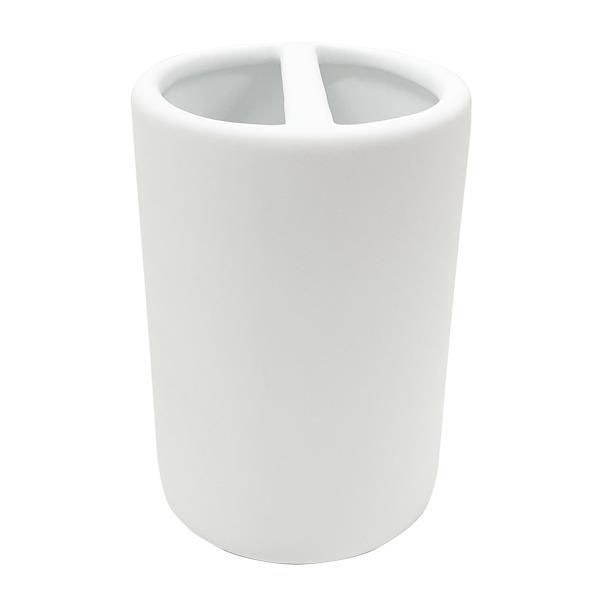 Soho White Soft Touch Ceramic Toothbrush Holder, 4.8"