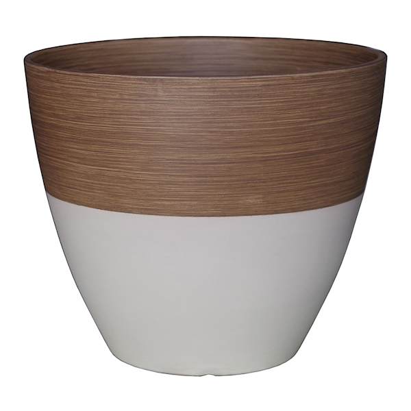 Honeybloom White Wood Grain Outdoor Egg Planter, 12"