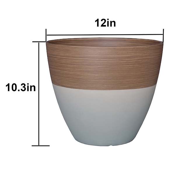 Honeybloom Green Wood Grain Outdoor Egg Planter, 12"