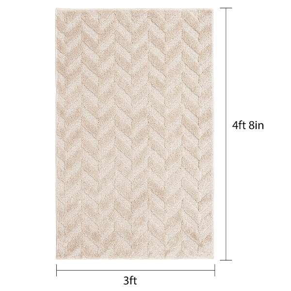 Waterford Ivory Chevron Washable Accent Rug, 36x56